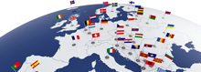 Europakarte mit Länderflaggen