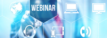 Finger zeigt auf virtuelle Symbole Webinar